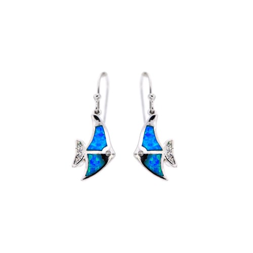 Sterling Silver Blue Opal Fish Earring Image 1