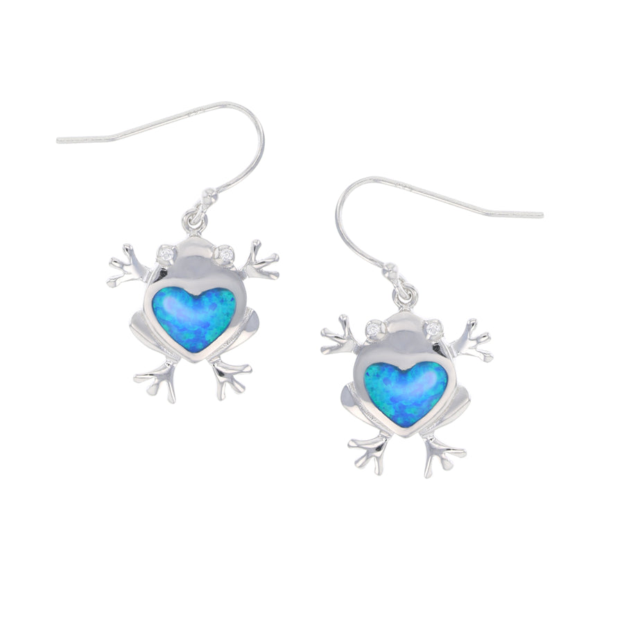 Sterling Silver Blue Opal Frog Earring Image 1