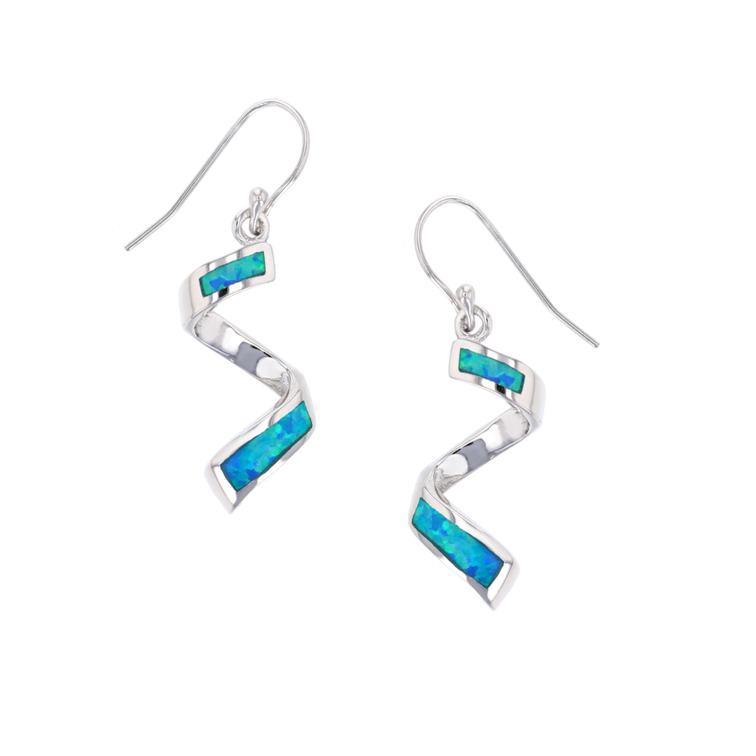 Sterling Silver Blue Opal Squiggle Earring Image 1