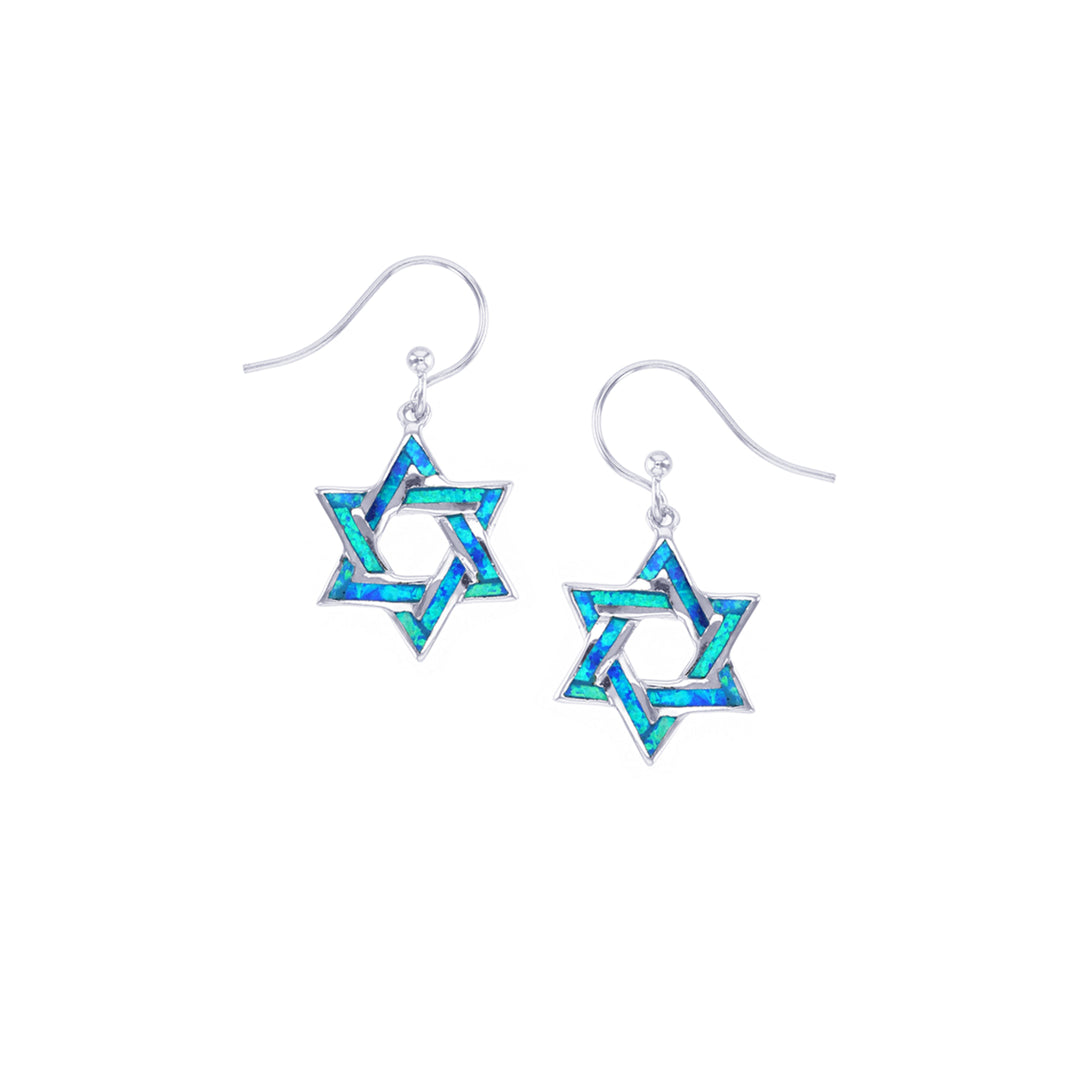 Sterling Silver Blue Opal Star Earring Image 1