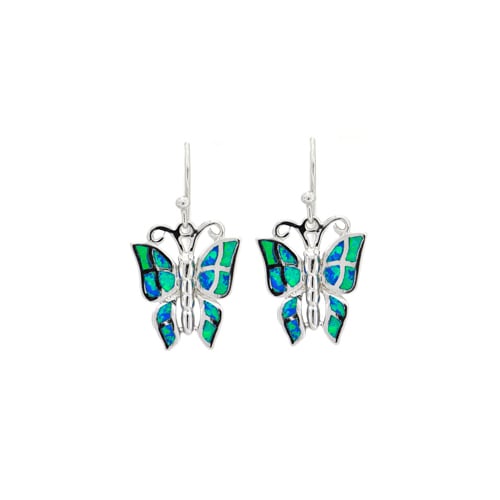 Sterling Silver Blue Opal Butterfly Earring Image 1