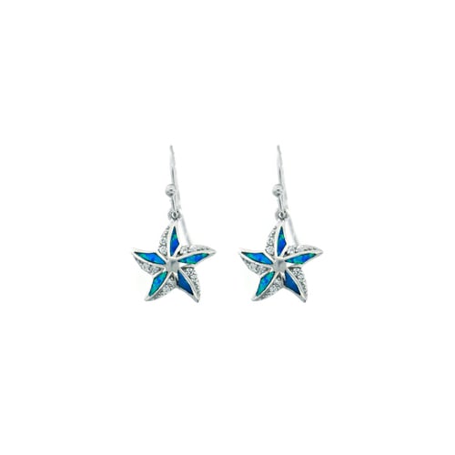 Sterling Silver Blue Opal Starfish Earring Image 1