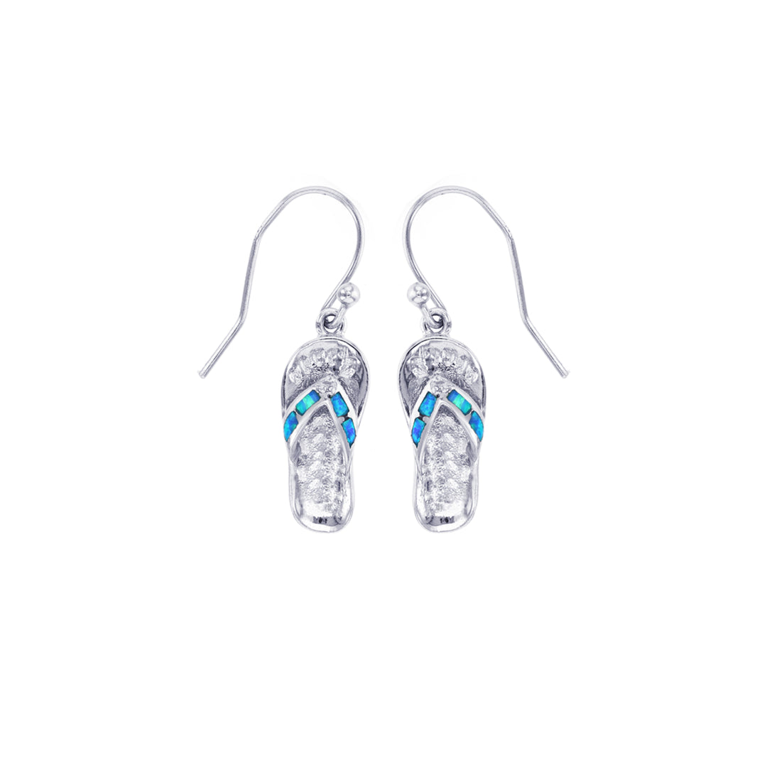 Sterling Silver Blue Opal Flip Flop Wire Earring Image 1