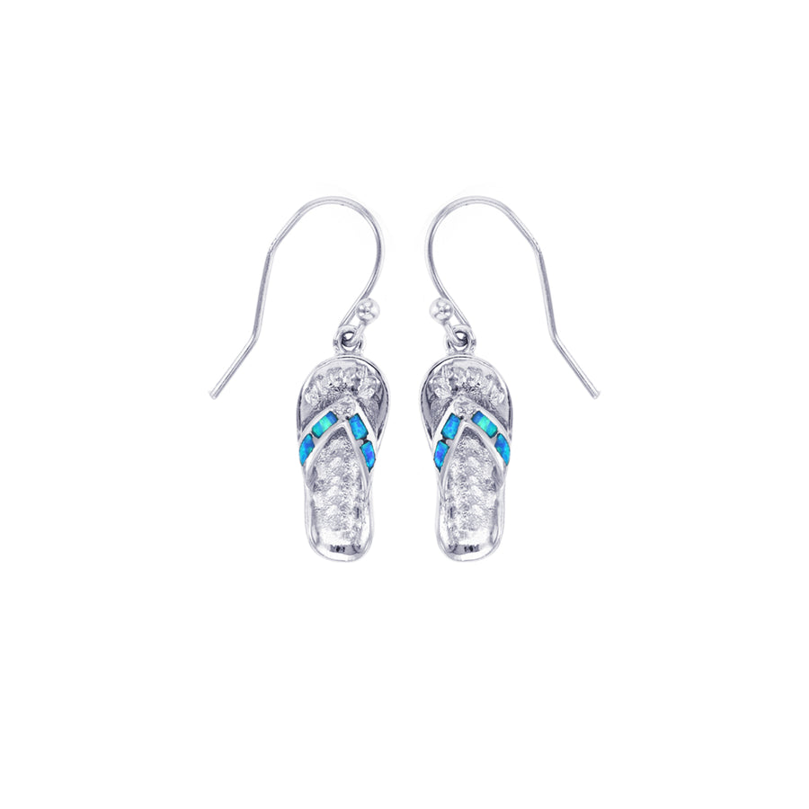 Sterling Silver Blue Opal Flip Flop Wire Earring Image 1