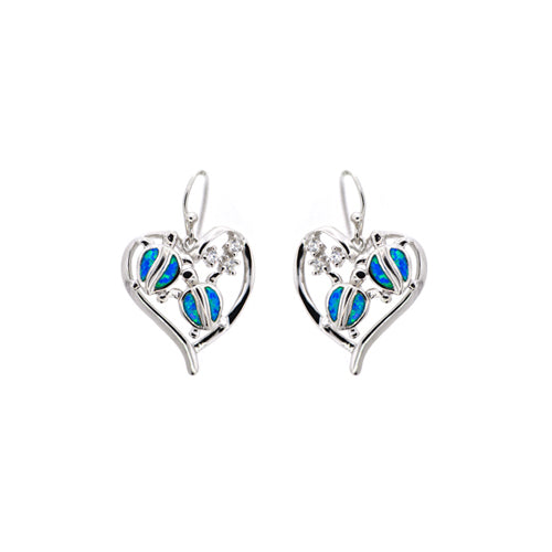 Sterling Silver Blue Opal Turtles Earring Image 1