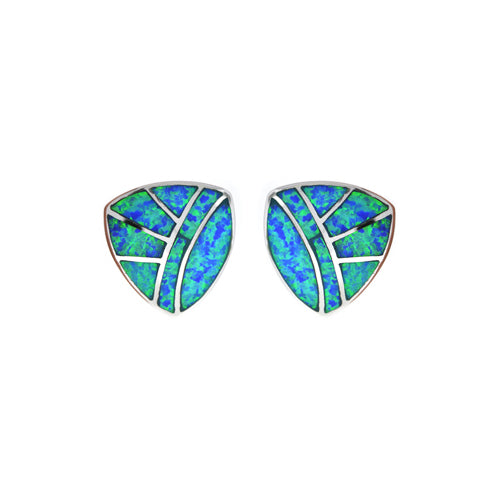 Sterling Silver Blue Trillion Earring Image 1