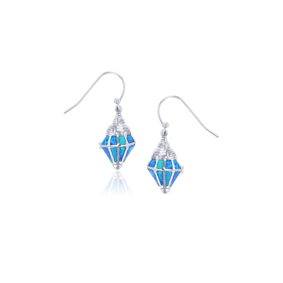 Sterling Silver Blue Opal Sea Shell Wire Earring Image 1