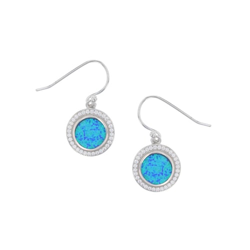 Sterling Silver Blue  Round Earring Image 1