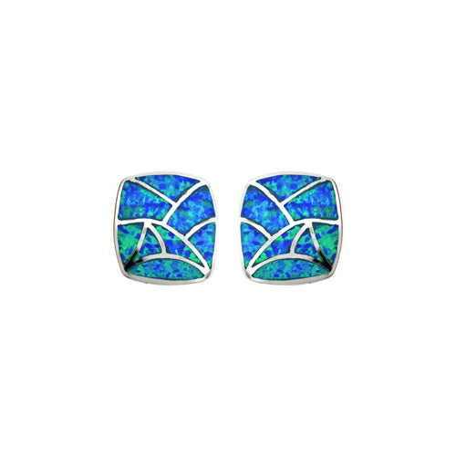 Sterling Silver Blue Square Earring Image 1