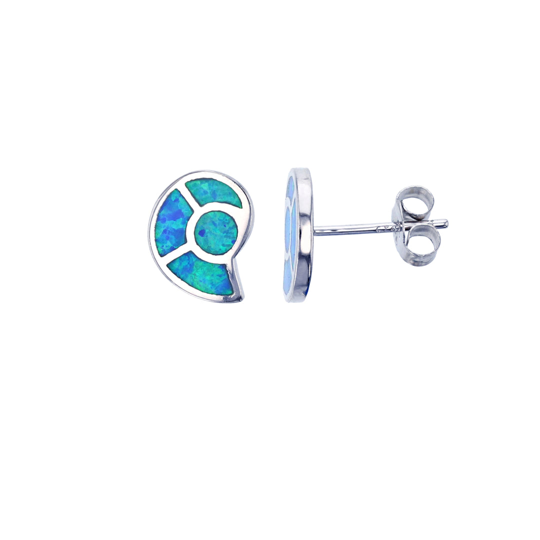 Sterling Silver Blue Opal Shell Earring Image 1