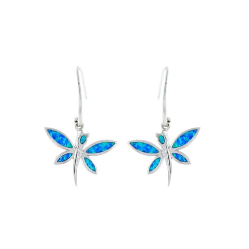 Sterling Silver Blue Opal Dragonfly Earring Image 1