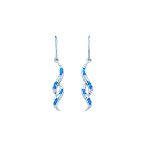 Sterling Silver Blue Opal Swirl on Wire Earring Image 1