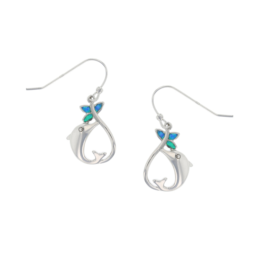 Sterling Silver Opal Dolphin Earring Image 1