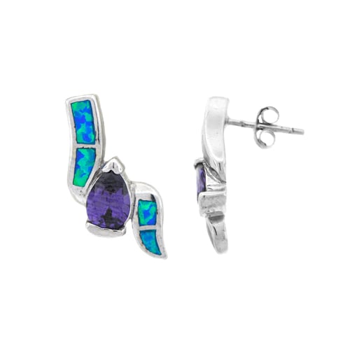 Sterling Silver Blue Amethyst Opal Earring Image 1