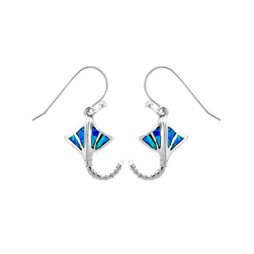 Sterling Silver Blue Opal Stingray Earring Image 1