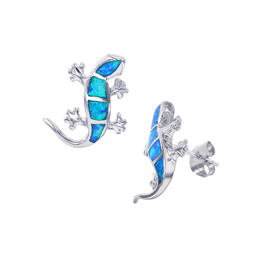 Sterling Silver Blue Opal Lizard Earring Image 1