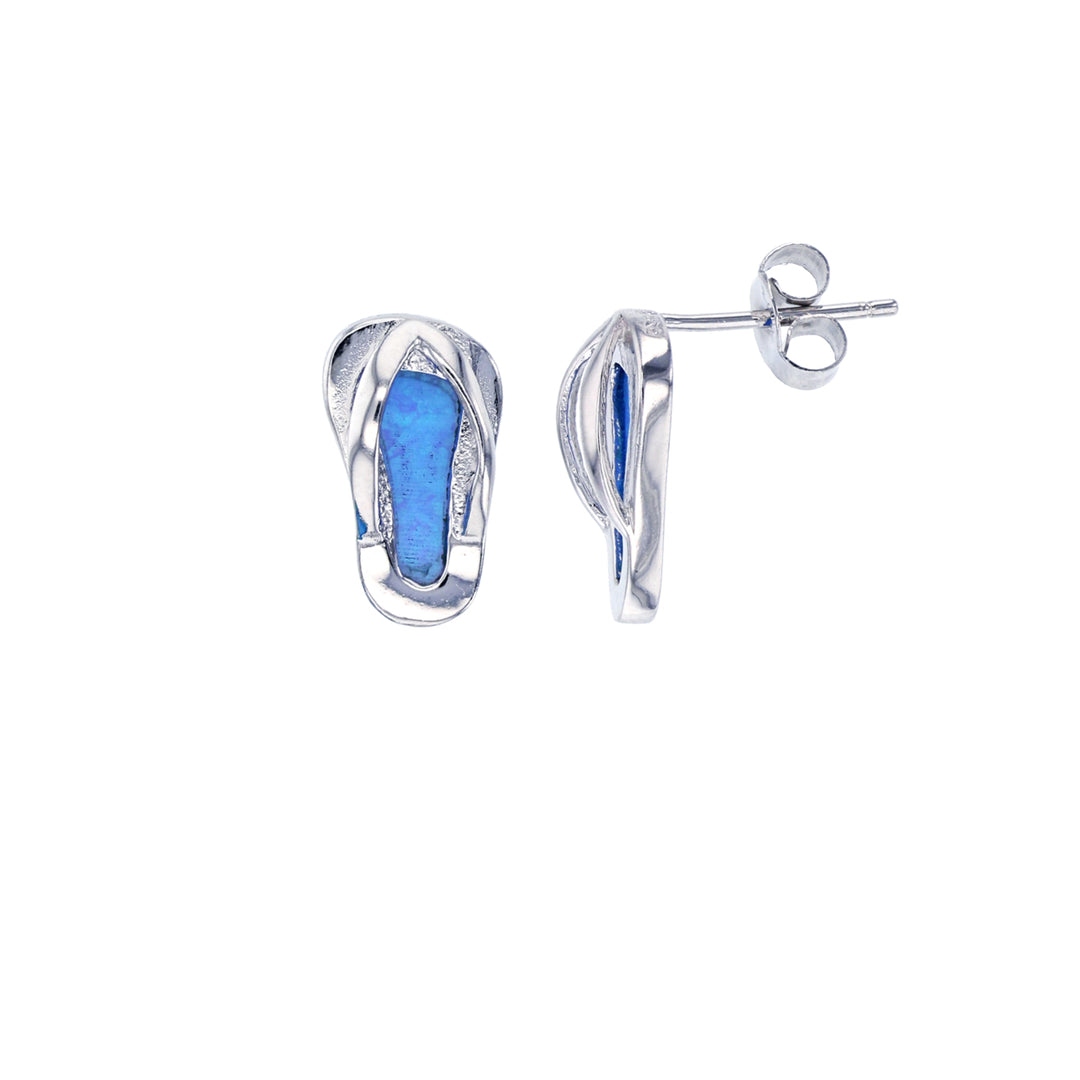 Sterling Silver Blue Opal Slipper Earring Image 1