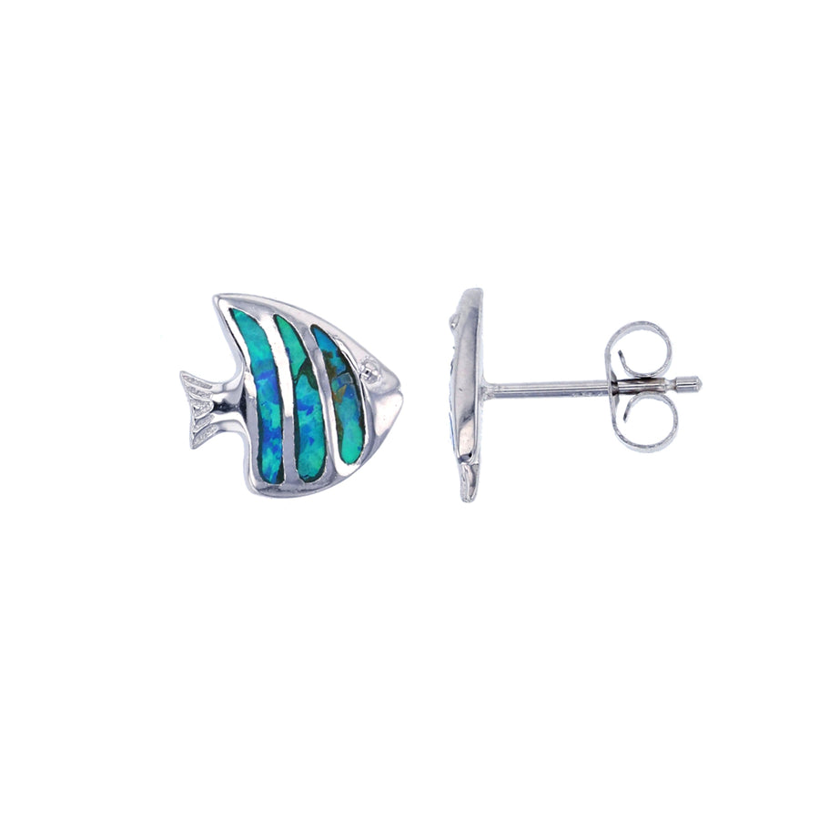 Sterling Silver Blue Opalfish Earring Image 1