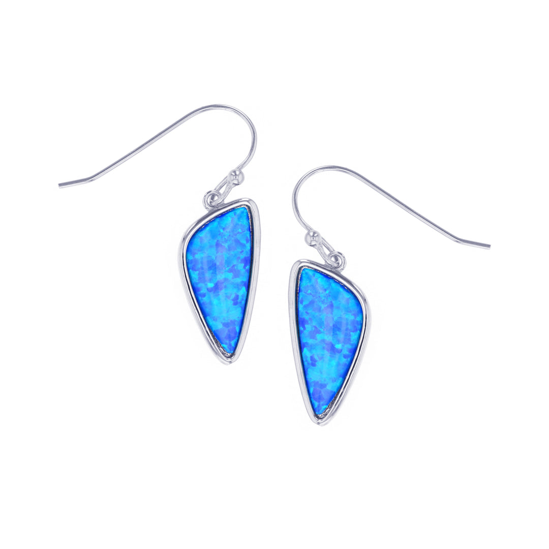 Sterling Silver Blue Opal Freeform Shape Wire Earring Image 1