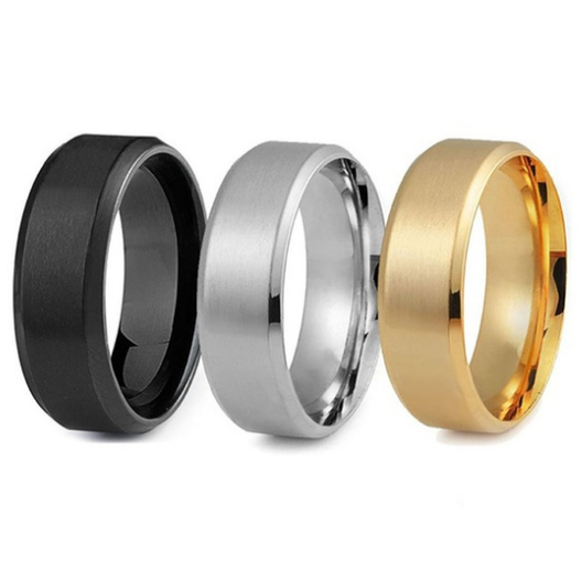 3Pcs 8MM Comfort Fit Stainless Steel Wedding Band Satin Finished Classic Flat Ring (Size 8 to 14)Random Color Image 2