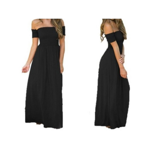 Elegant One Shoulder Solid Maxi Dress Image 1