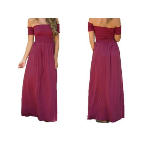 Elegant One Shoulder Solid Maxi Dress Image 1