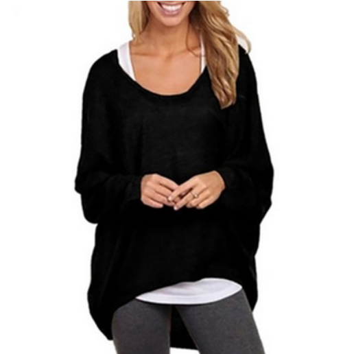 Loose Womens Irregular T-shirt Sweater Top Image 1