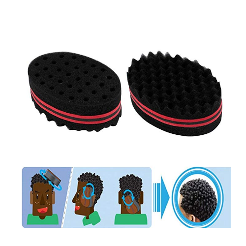 2Pcs Hair Sponge Brush Double Sided For Twists Coils Curls In Afro Style Image 1