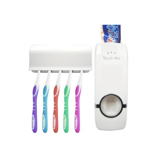 Wall Mounted Automatic Toothpaste Dispenser With 5 Toothbrush Holders Random Color Image 2