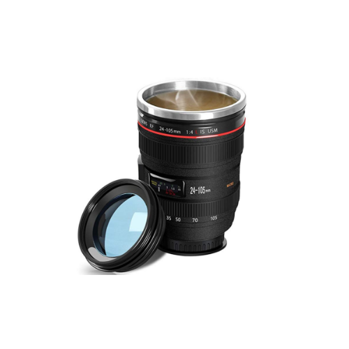 Camera Lens Coffee Mug Stainless Steel Tumbler Cup Spill-Free Coffee Cup Image 1