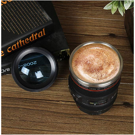 Camera Lens Coffee Mug Stainless Steel Tumbler Cup Spill-Free Coffee Cup Image 4