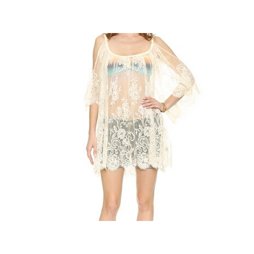 Summer Women Sexy Lace Tops Mesh Perspective Blouse Image 2