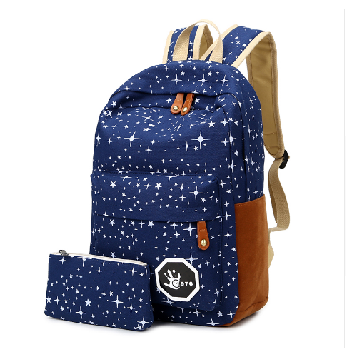 Canvas Print Backpack For Teenagers Bookbag + Pencil For Boys Girls Daily Backpack Image 4