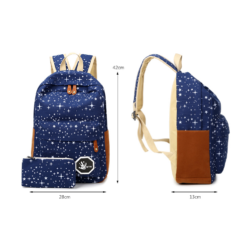 Canvas Print Backpack For Teenagers Bookbag + Pencil For Boys Girls Daily Backpack Image 6