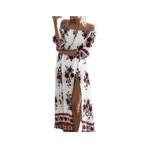 Off Shoulder Sexy Split Maxi Dresses Image 1