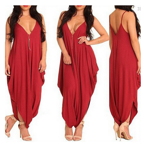 Womens Jumpsuit Summer Sexy Deep V-Neck Nightclub Dresses Image 1