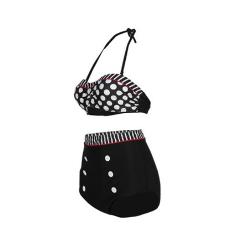 Womens Vintage Polka Dot High Waist Bikini Swimsuit Image 4