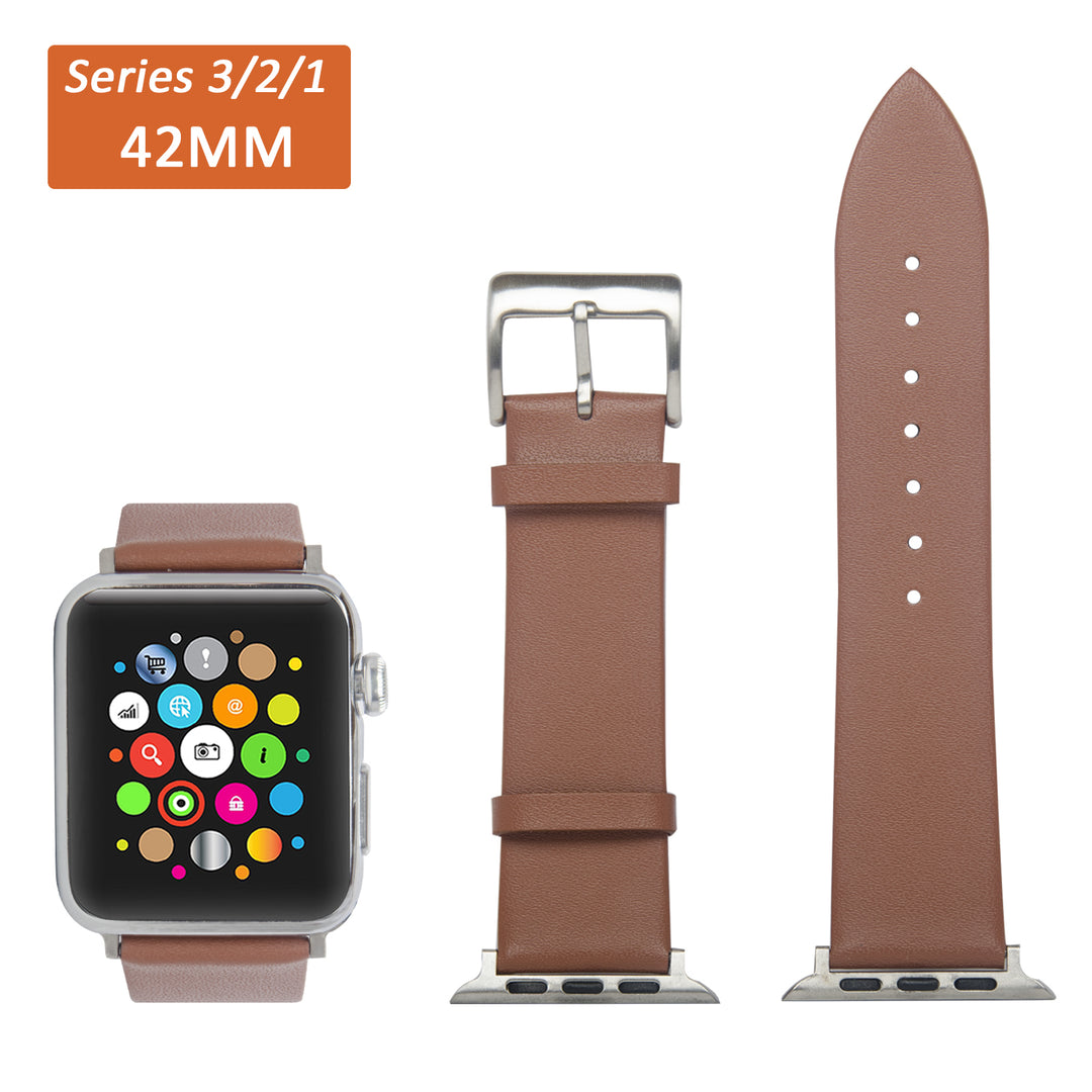 Navor Leather Replacement (42mm) Series 1-2 -3 Apple Watch Band with Metal Clasp Image 3