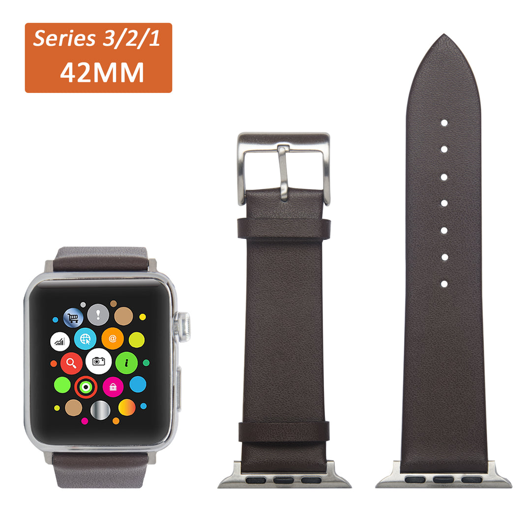 Navor Leather Replacement (42mm) Series 1-2 -3 Apple Watch Band with Metal Clasp Image 4