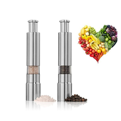 1Pcs Stainless Steel Thumb Push Salt Pepper Spice Sauce Grinder Mill Image 1