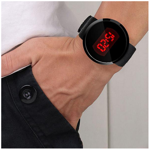 Fashion Waterproof Men LED Touch Screen Day Date Silicone Wrist Watch Black Image 4