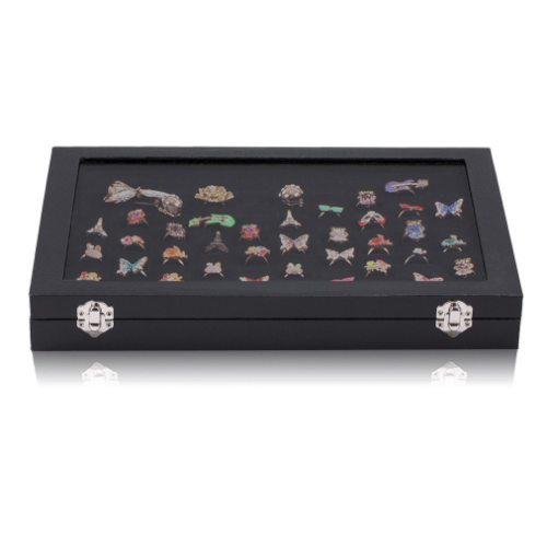 100 Slot Ring Box Jewelry Organizer Display Storage Holder Tray Case With Clear Viewing Lid Image 3
