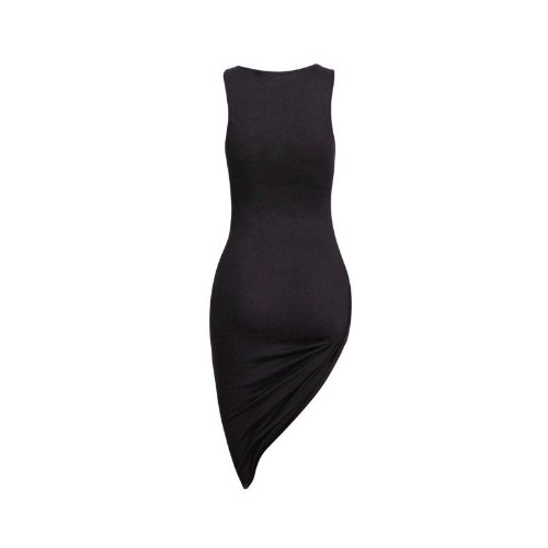 Women Irregular Dress,Sexy Sleeveless Crew Neck Pleated Dress Cocktail Long Maxi Party Dress Image 3