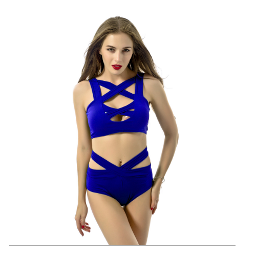 Womens Sexy Criss Cross High Waist Bandage Bikini Set SwimsuitRandom Color Image 7
