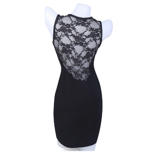 Sexy Dress Women Summer Black Lace Dress Sleeveless Patchwork Dresses Image 4