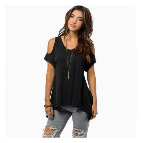 Fashion T Shirt Women Summer Style Solid Off Shoulder Image 1