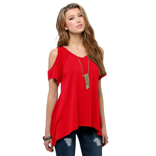 Fashion T Shirt Women Summer Style Solid Off Shoulder Image 2