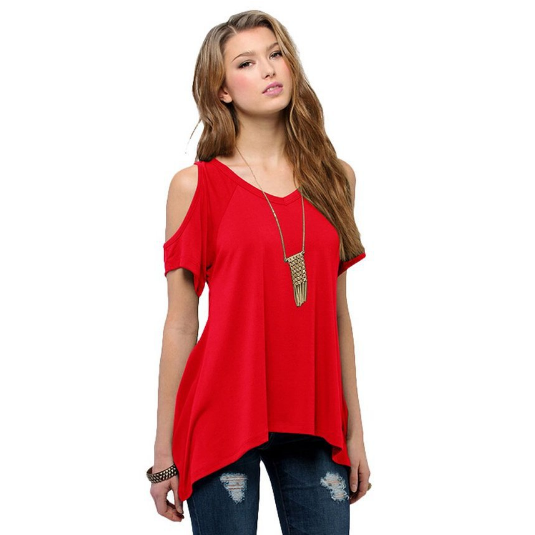 Fashion T Shirt Women Summer Style Solid Off Shoulder Image 1