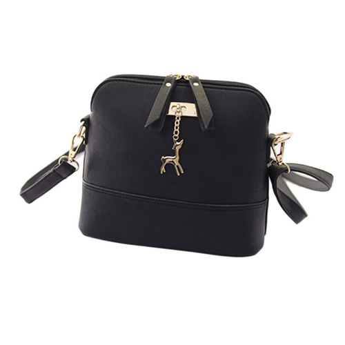 Women Fashion Solid Color Satchel PU Leather Shoulder Shell Bag Deer Pendant Image 4