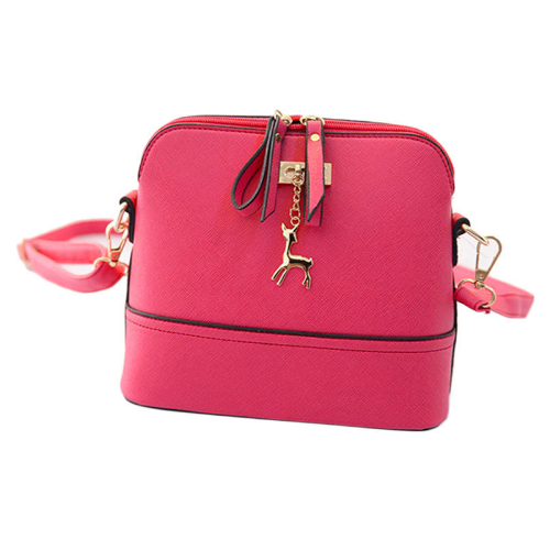 Women Fashion Solid Color Satchel PU Leather Shoulder Shell Bag Deer Pendant Image 6